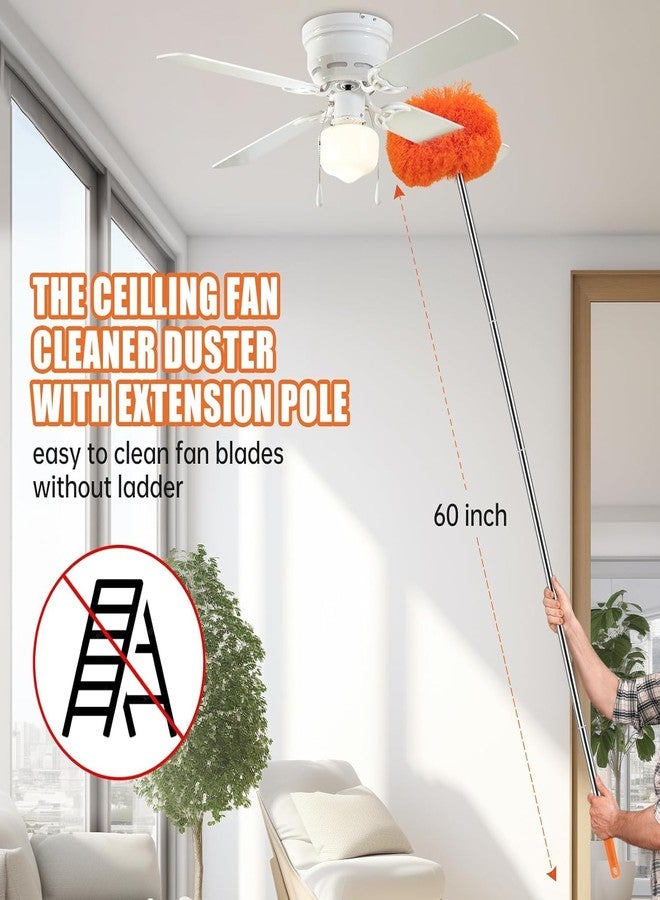 CALBEAU Ceiling Fan Cleaner Duster with 60 inch Extension Pole, Dusters for Cleaning High Ceiling Fan Blades, Dusters Kit with Storage Bag, Cleaning Tools for Families (14pcs) - Image 2